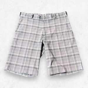 Nike Fit Dry Golf‎ Shorts Men Size 34/M Gray Plaid Golf Chino Golfing Outdoor